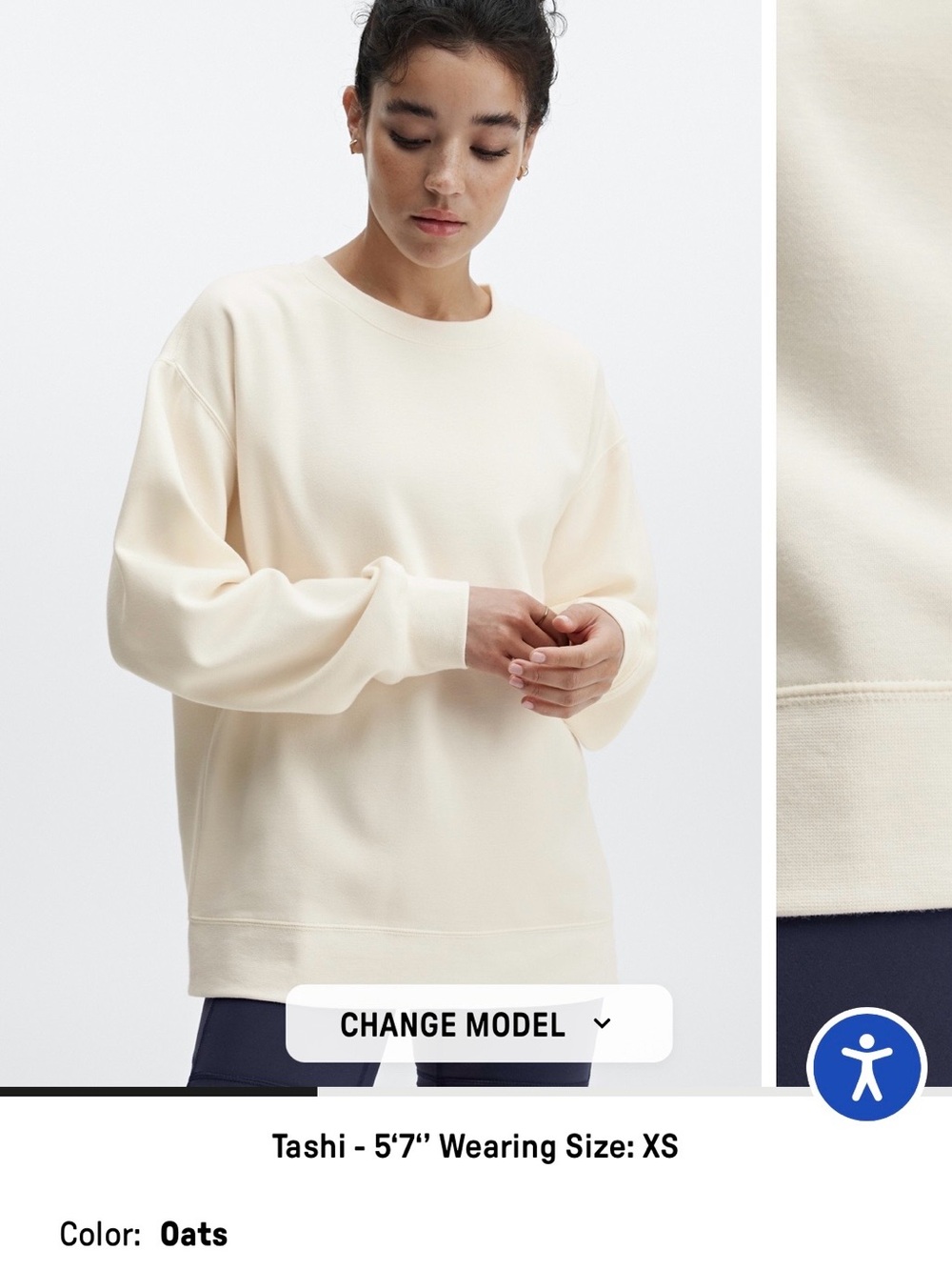 Fabletics Go-To Crewneck Sweatshirt XXS in Oat